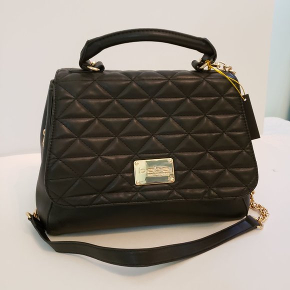 bebe Handbags - NWT bebe Louise Triangle Quilt Top Black Satchel.